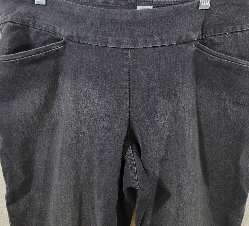 Westbound Woman Black "Faded" Pull On Jeans 14WR Lightweight Elastic Waist Soft